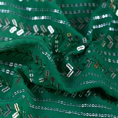 Green Color Ombre Georgette Sequins Embroidery