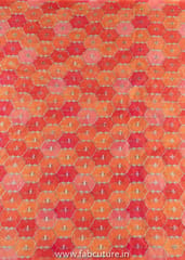 Orange Color Organza Print With Embroidery (1.3 Meter Cut Piece )