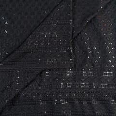 Black Color Rayon Chikan Embroidery