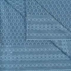 Grey Color Georgette Chikan Embroidery