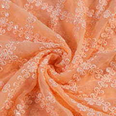 Peach Color Georgette Embroidery