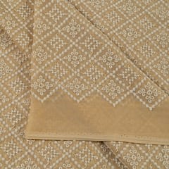 Fawn Color Georgette Thread Embroidery(50cm Piece)