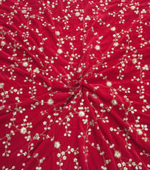 Bright Red Micro Velvet Embroidery