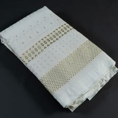 White Dyeable Cotton Daman Mukaish Embroidery