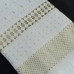 White Dyeable Cotton Daman Mukaish Embroidery