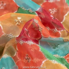 Multi Color Organza Print With Embroidery (1.70 Meter Cut Piece )