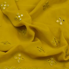 Mustard Yellow Georgette Faux Mirror With Thread Embroidery
