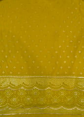 Mustard Yellow Georgette Faux Mirror With Thread Embroidery