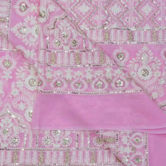 Light Pink Georgette Thread Sequins Embroidery