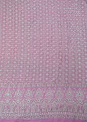 Light Pink Georgette Thread Sequins Embroidery