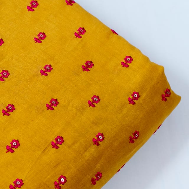 Mustard Chanderi Thread Embroidery