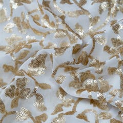 White Dyeable Georgette Sequins Embroidery