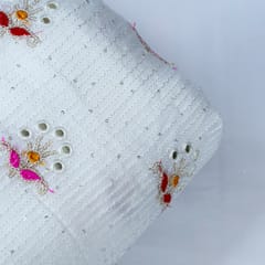 White Dyeable Chinon Chiffon Thread Embroidery