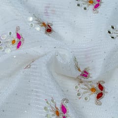 White Dyeable Chinon Chiffon Thread Embroidery