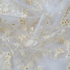 White Dyeable Organza Thread Sequins Embroidery