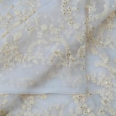 White Dyeable Organza Thread Sequins Embroidery