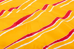Yellow  Color Pure Muslin with white and red stripes Print