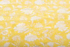 Yellow  Color base Pure Muslin with white flowers Print