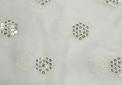 White Geometric motifs Dyeable Embroidered Chiffon