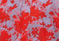 Grey Red Abstract Printed Pure Chiffon