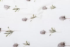 Cream based soft cotton print fabric with grayish flowers