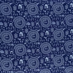 Blue Color Glace Cotton Digital Print