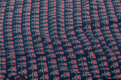 Blue Base Cotton Print With Red Flowers