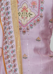 Mauve Color Muslin Printed Kurta And Pant With Printed Dupatta