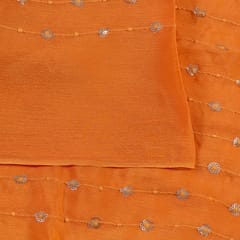 Orange Chinon Chiffon Thread Embroidery