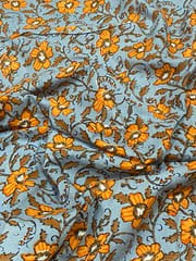 Lavender colored cotton  fabric with yellow flowers print