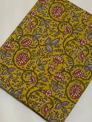 Corn  colored cotton fabric with flowers print