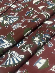 Brown colored cotton fabric with  print
