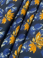 Blue Colored cotton  fabric with  flowers print