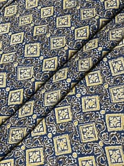 Blue colored  cotton fabric with Golden print