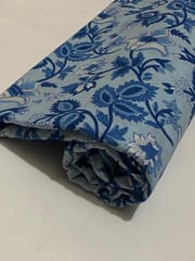 Blue cotton fabric with flowers