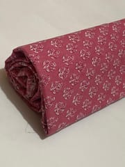 Pink cotton fabric with leaves