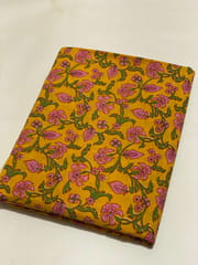 Yellow cotton fabric with  flowers