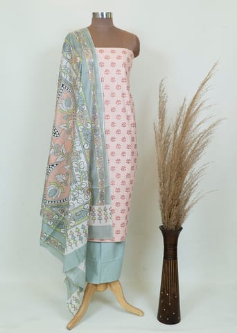Cream Color Cotton Print Shirt With Cotton Bottom And Cotton Printed Dupatta