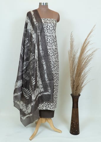 Light Brown Color Cotton Print Shirt With Cotton Bottom And Cotton Printed Dupatta