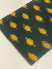 Blue cotton fabric with yellow leaves