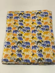 Off white cotton fabric with elephant print