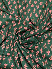 Black cotton fabric with red leaves