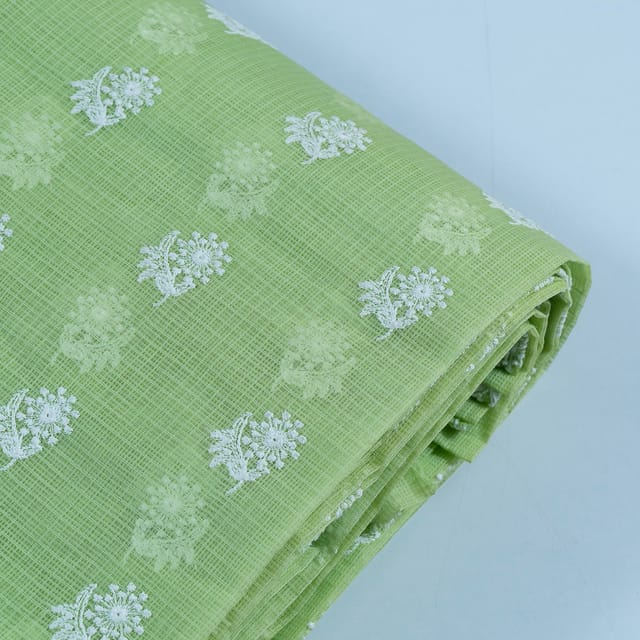 Green Color Pure Kota Thread Embroidery