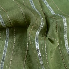 Green Color Chinon Chiffon Embroidery