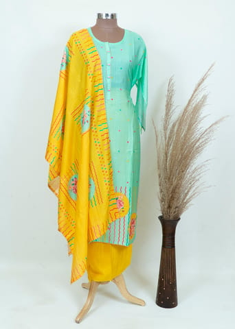 Sea Green Mulin Shirt with Yellow dupatta and lower