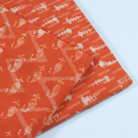 Orange Cotton Batik Print  Mix Match Set