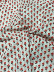 White base cotton print with flowers