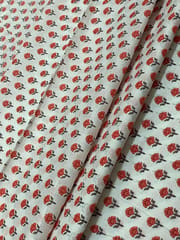 White base cotton print with flowers