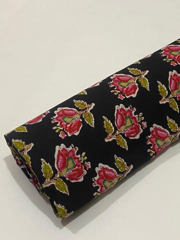 Black  base fabric with flowers