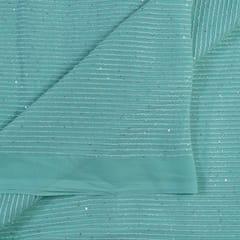Mint Green Color Georgette Thread With Sequins Embroidery